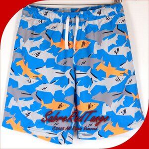 NWT Hanna Andersson Swim Trunks Swimsuit Swimming Sharks Equator Blue 150 12
